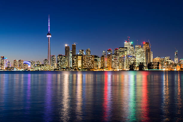 Night scene of downtown Toronto stock photo