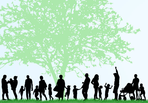 ilustrações, clipart, desenhos animados e ícones de família grande silhuetas - grandparent grandfather granddaughter silhouette