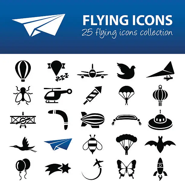 Vector illustration of flying icons