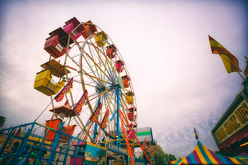 Carnival ride spinning with color.