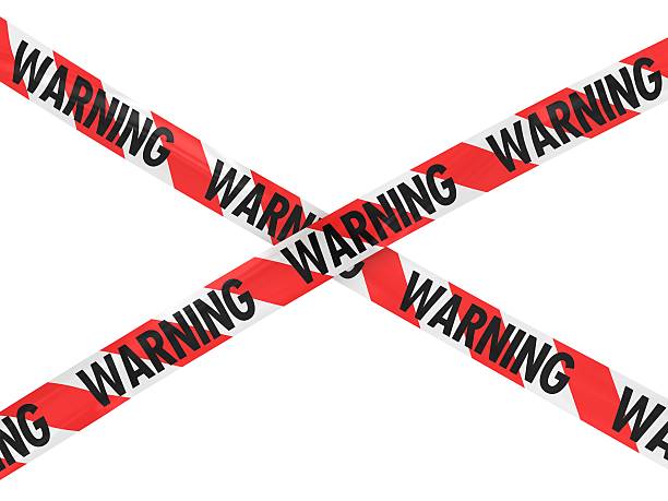 istock Red and White Striped WARNING Barricade Tape 471983754