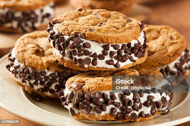 Chocolate Chip Cookie Ice Cream Sandiwch Stock Photo - Download Image Now - Chocolate, Chocolate Chip, Cold Temperature