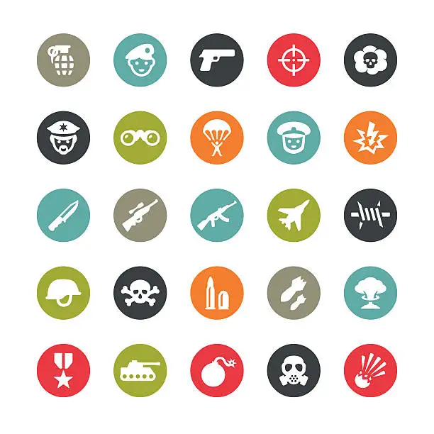 Vector illustration of Army and Military vector icons / Ringico series