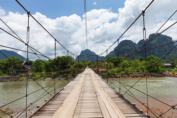 istock Wooden bridge over Nam Song river, Laos 471991088