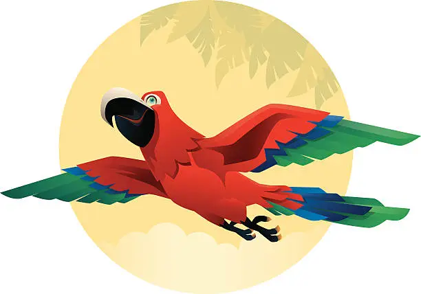 Vector illustration of parrot flying