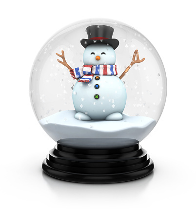 Snowman inside snow dome