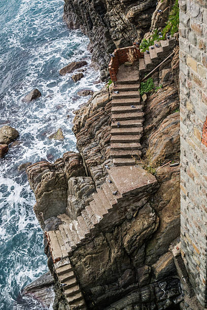 Scala Fenicia (Phoenician Steps) is steep stone stairway from Capri Marina Grande to Anacapri, Campania, Italy