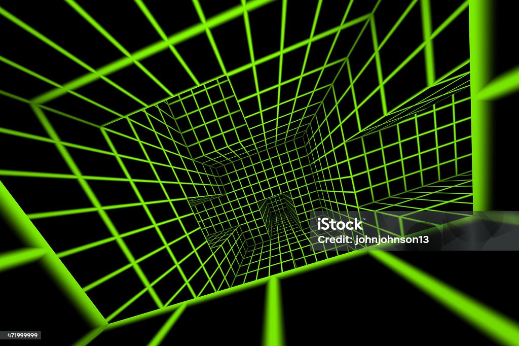 Verde sobre negro de futurista 3d render laberinto con revestimiento - Foto de stock de Color neón libre de derechos
