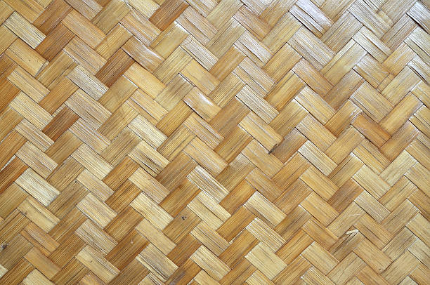 istock Wooden wall made from bamboo and rattan for web background 472001922