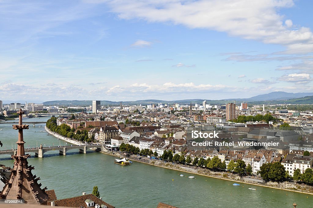 Basel with Rhein Basel with River at Beatiful Day. Basel - Switzerland Stock Photo