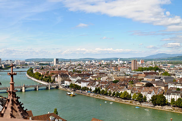 Basel with Rhein stock photo