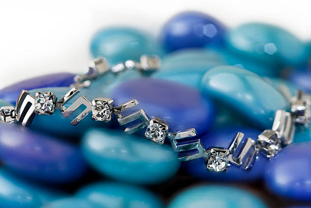istock Silver Bracelet on Blue stones 472002211