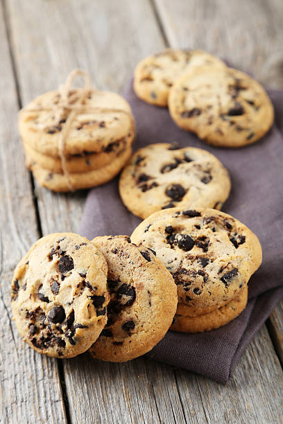 istock Chocolate chip cookies on grey wooden background 472002532