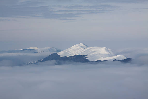 Misty mountains stock photo