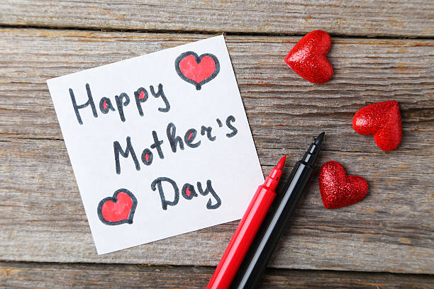 istock Happy mothers day card made by a child 472006118