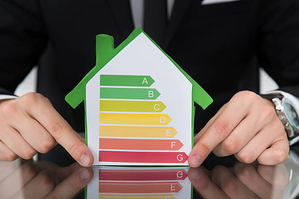 istock Businessman Showing Energy Efficient Chart On House Model 472006140