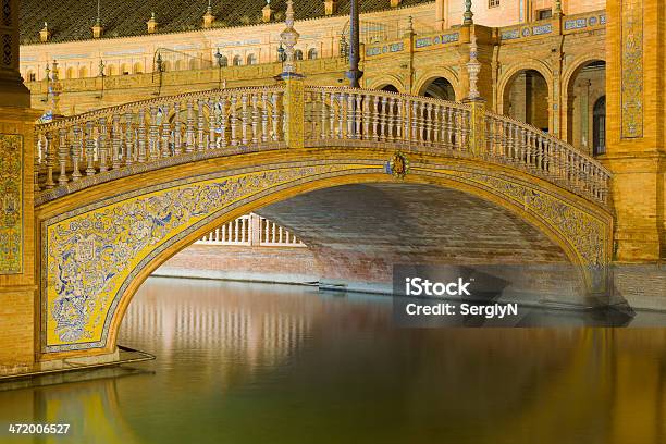 Puente En La Plaza De España Foto de stock y más banco de imágenes de Agua - Agua, Aire libre, Anochecer