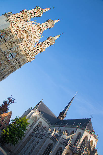 Leuven - Gothic town hall and st. Peters cathedral in morning light