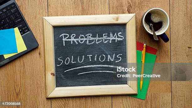 Solutions Written Stock Photo - Download Image Now - 2015, Advice, Analyzing