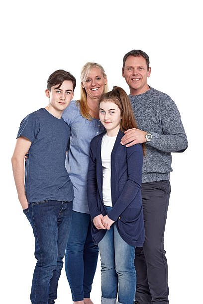 istock Beautiful caucasian family together in studio 472009492