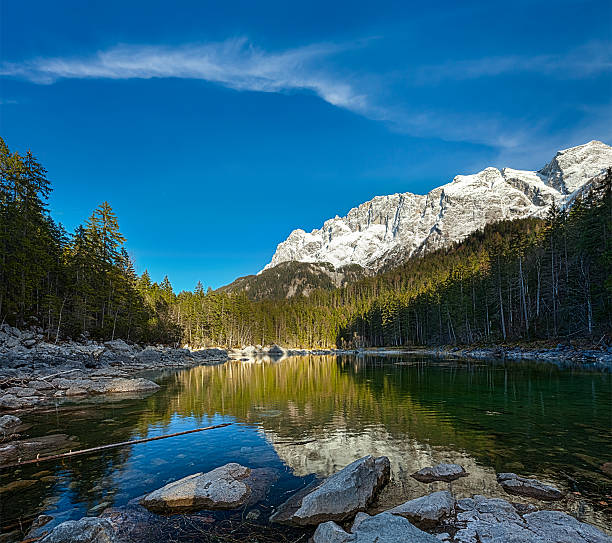 Frillensee lake  and Zugspitze - the highest mountain in Germany