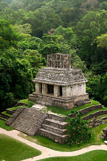 istock Short pyramid in Palenque Mayan ruins against green forest 472011378