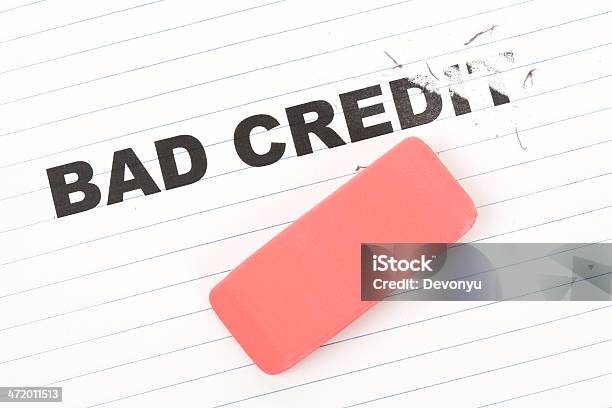 Eraser And Word Bad Credit Stock Photo - Download Image Now - Debt, Eraser, Finance and Economy