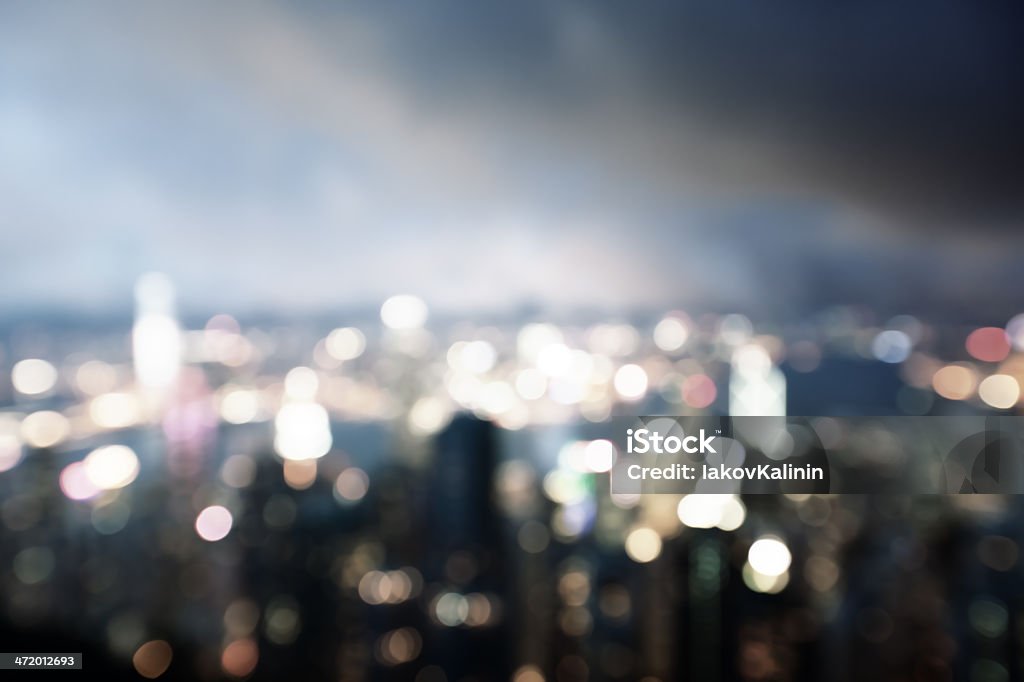 blured lighhts from peak Victoria, Hong Kong Abstract Stock Photo
