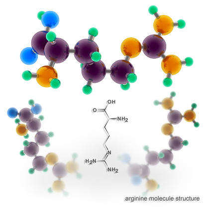 Arginine molecule structure. Three dimensional model render