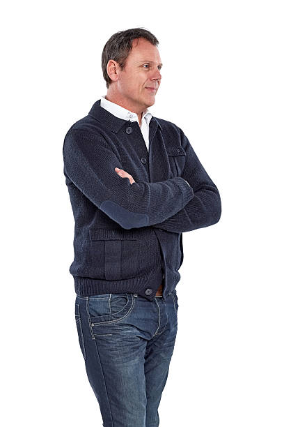 Mature caucasian guy looking away