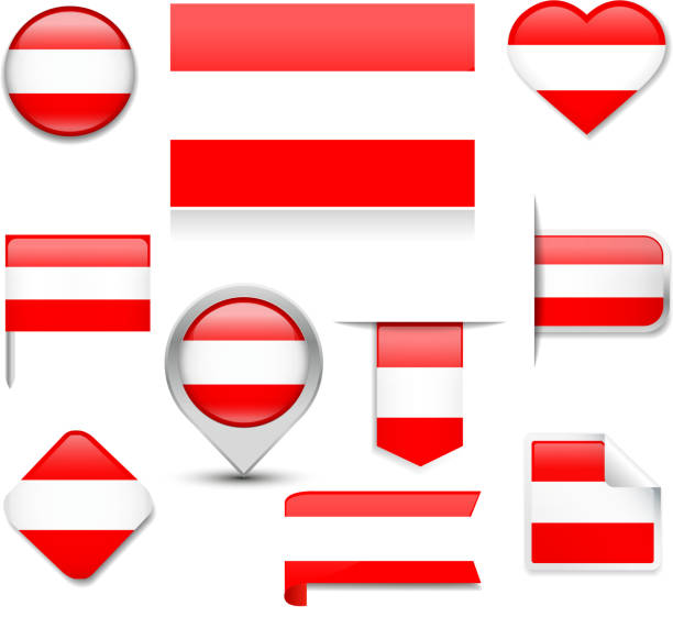 österreich flagge kollektion - austrian flag stock-grafiken, -clipart, -cartoons und -symbole