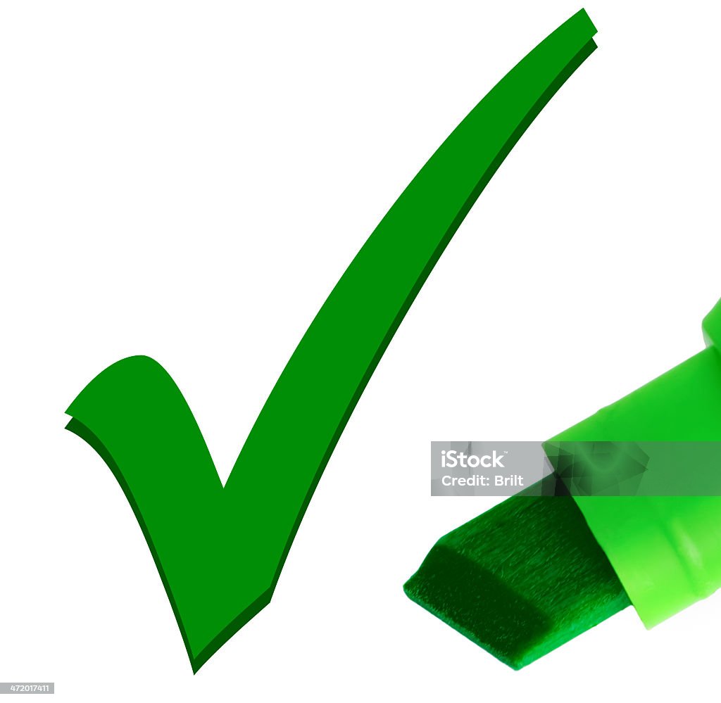 Grünen Stift, die OK markieren Sie mark, große detaillierte Makro Nahaufnahme - Lizenzfrei Abmachung Stock-Foto