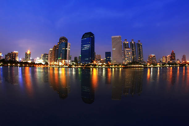 istock Bangkok Central Park have lagoon at night. 472017863