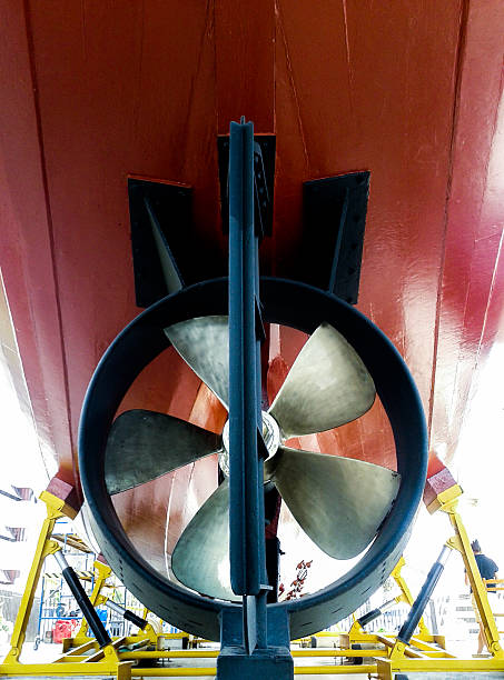 Boat Bottom and Propeller stock photo