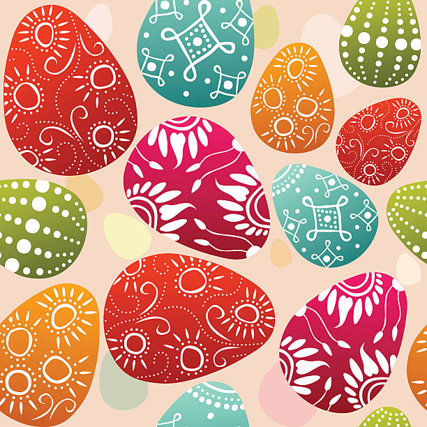 seamless easter eggs vector art illustration