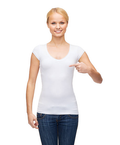 istock woman in blank white t-shirt 472021571