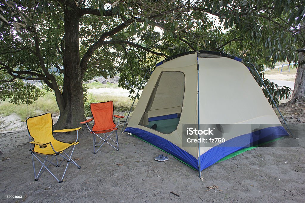 Basic Camp Under Tree Camping Under The Tree Stock Photo - Download Image Now - Blue, Camping ...