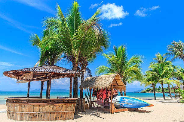 Baboo bar on white snad beach at tropical island, Koh Payam, Thailand