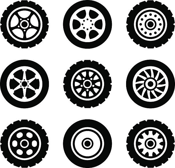 ilustrații de stoc cu set de pictograme pentru roți auto - roată