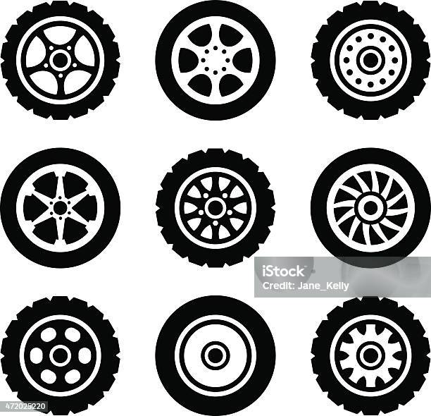 Car Wheels Icons Set Stock Illustration - Download Image Now - Tire - Vehicle Part, Wheel, Icon Symbol