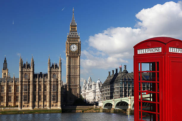 istock Red old  telephone box with Big Ben in London, UK 472025853