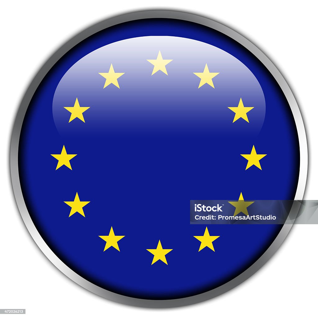 EU-Flagge glänzend Knopf - Lizenzfrei Abzeichen Stock-Illustration