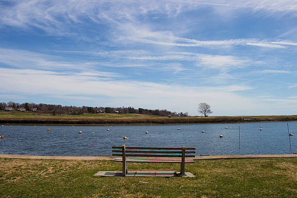 istock Park Bench in Connecticut Harbor 472028616