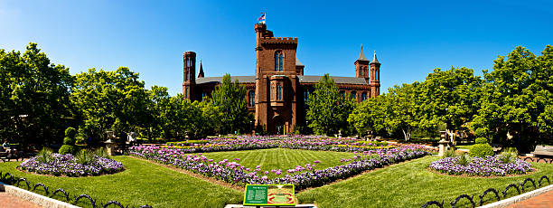 Washington DC, USA - May 2, 2013: Panorama of the Smithsonian Institution Castle