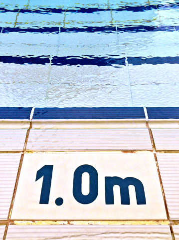 Swimming pool, depth marker.