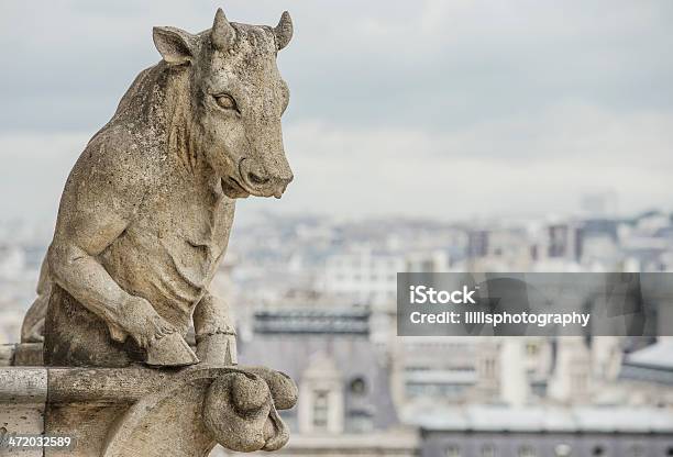 비정상적인 불 석상 On 아미앵 파리 괴물 석상에 대한 스톡 사진 및 기타 이미지 - 괴물 석상, 돌-건축자재, 동물