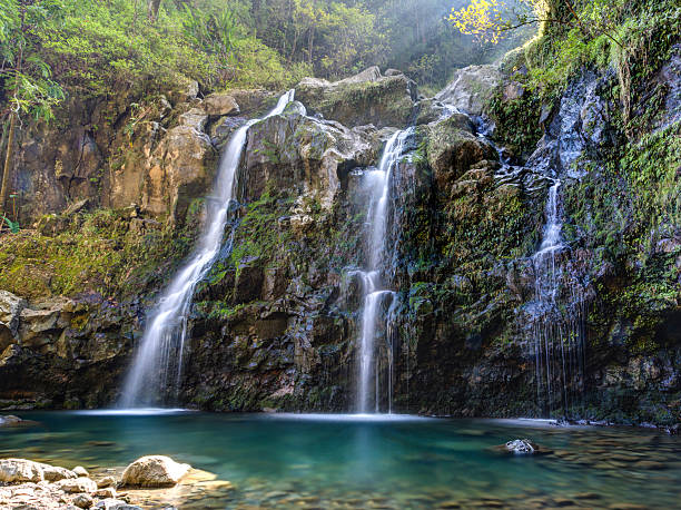 Upper Waikuni Falls on the Road to Hana stock photo