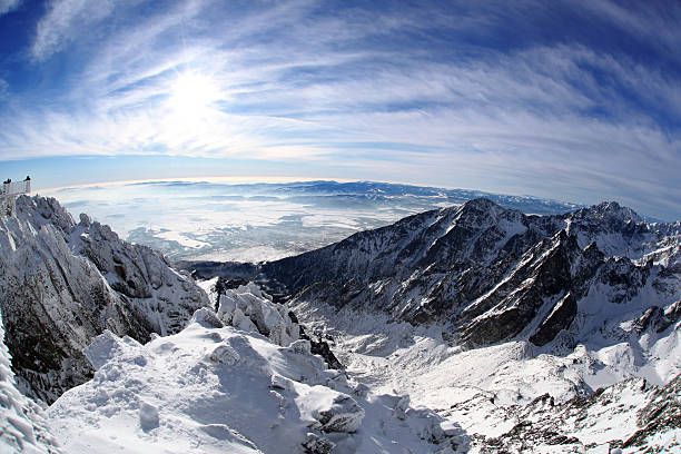 Amazing view of High winter Mountains against sunset