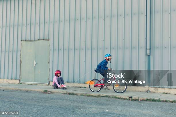 Sibling Fun Stock Photo - Download Image Now - Child, Bicycle, Cycling