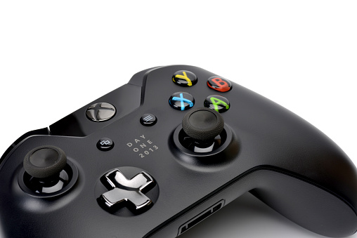 Forest Row, East Sussex, United Kingdom - November 25th, 2013: Xbox One controller. Shot in home studio on white.